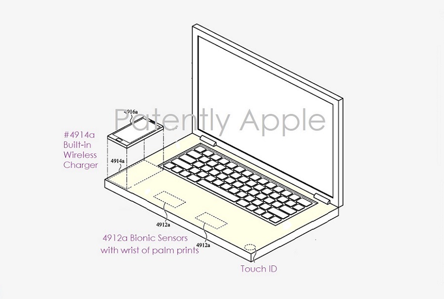 Деталі патентів Apple "Sensing Sending" MacBook із вбудованою біометрикою, iPhone Charger