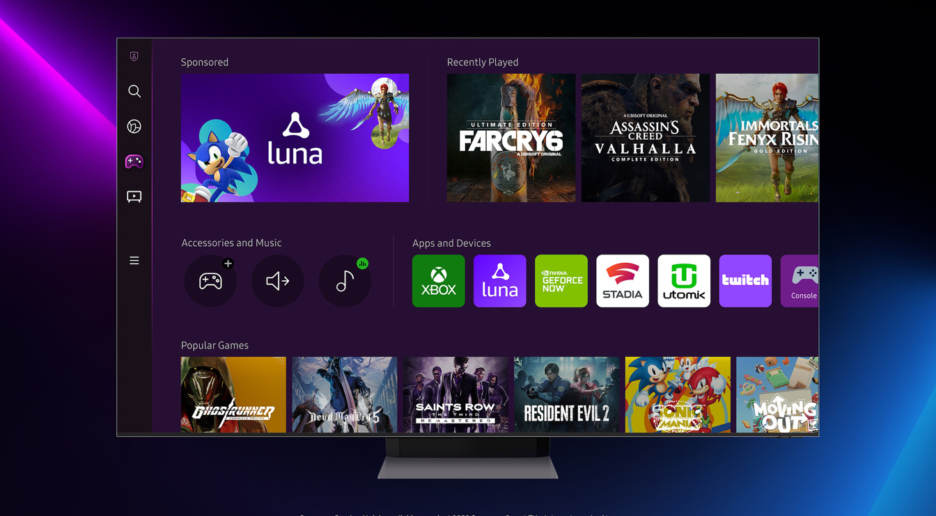 Samsung додає Amazon Luna до свого ігрового центру Smart TV