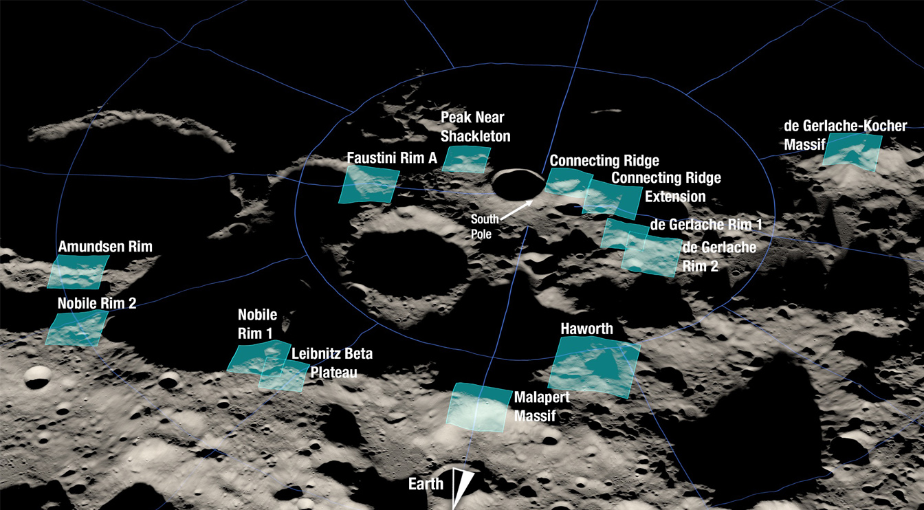 NASA визначає 13 місячних регіонів, де бригади Artemis 3 могли приземлитися