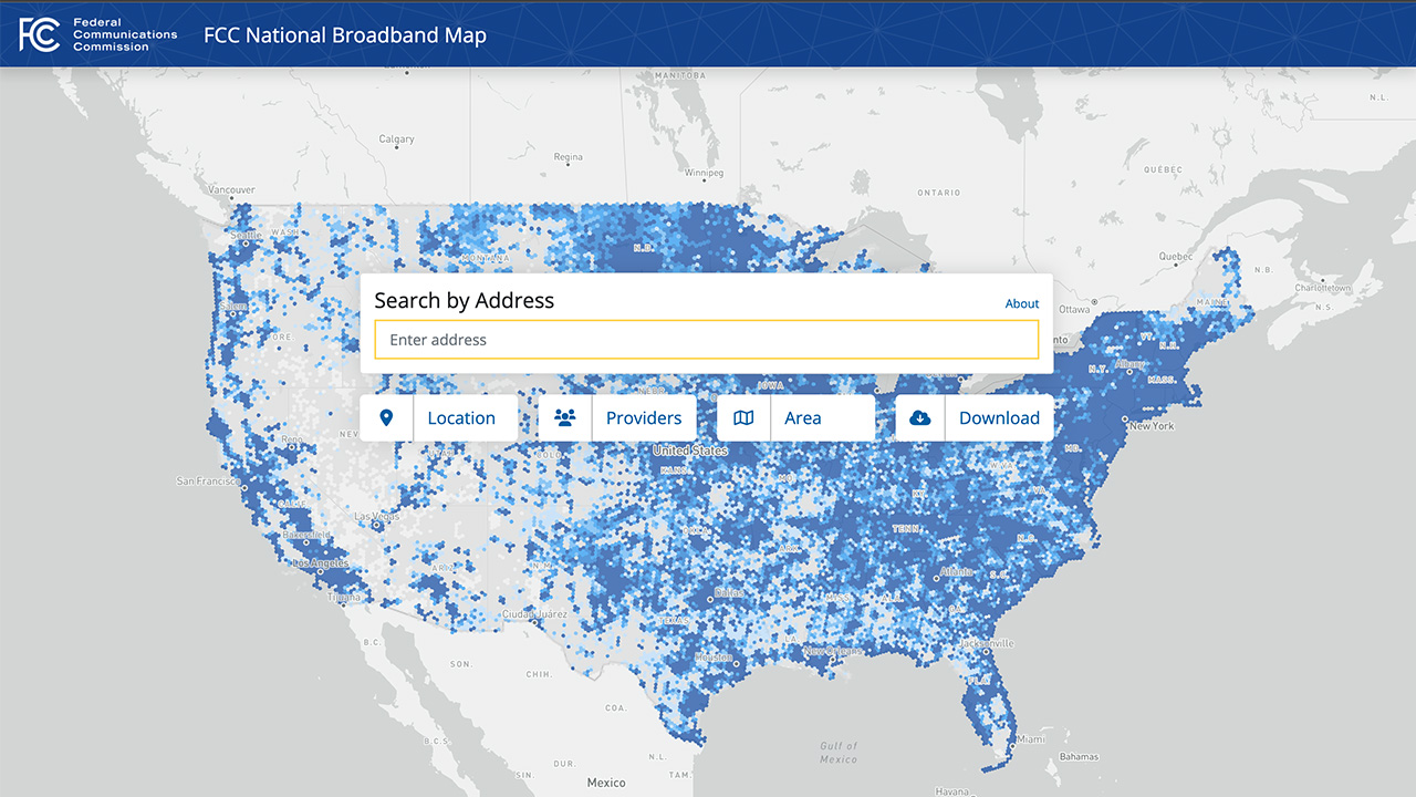 Новая широкополосная карта FCC показывает доступность ISP более подробно